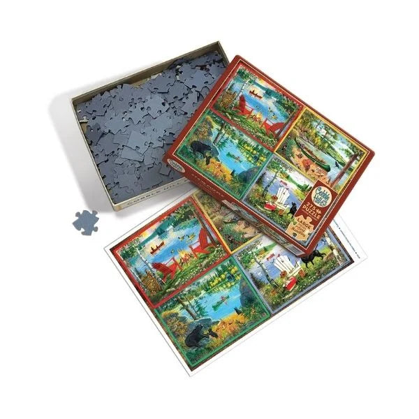 Puzzle set with camping illustrations with 275 pieces