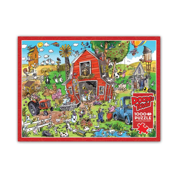 DoodleTown: Farmyard Folly 1000 Piece Jigsaw Puzzle By Cobble Hill - Puzazzled
