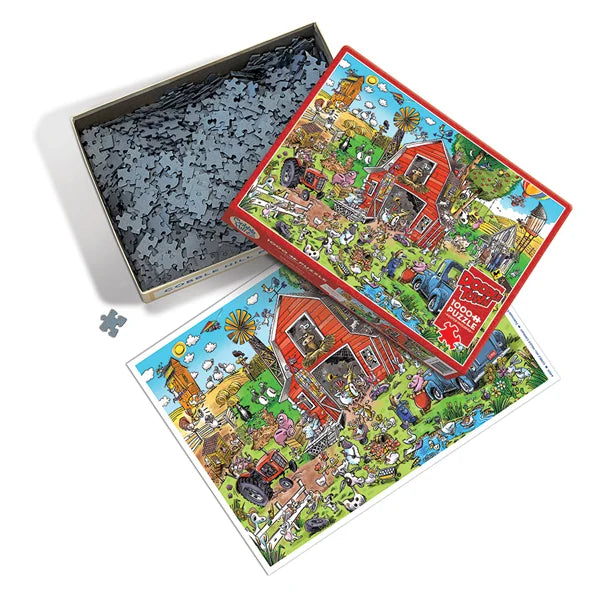 DoodleTown: Farmyard Folly 1000 Piece Jigsaw Puzzle By Cobble Hill - Puzazzled