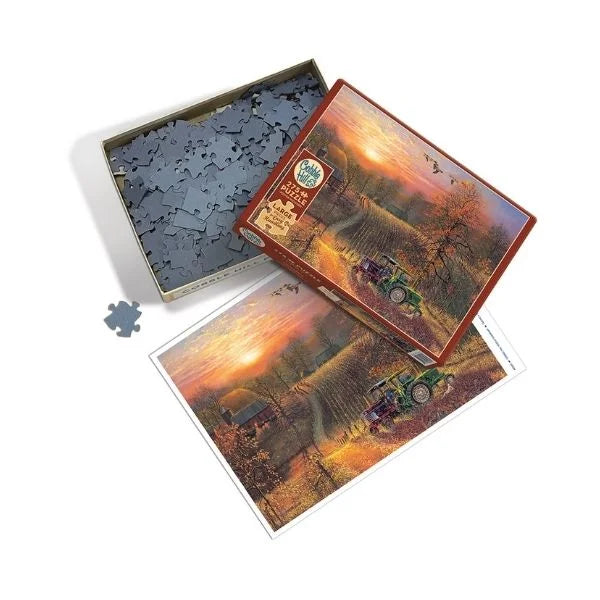 A jigsaw puzzle box with country scenery design