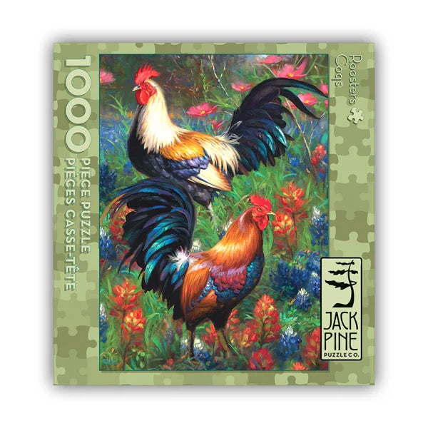 Roosters - 1000 Piece Jigsaw Puzzle by Jack Pine - Puzazzled