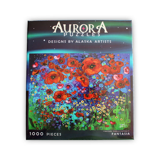 Front view of the 'Fantasia' jigsaw puzzle box by Aurora Puzzles