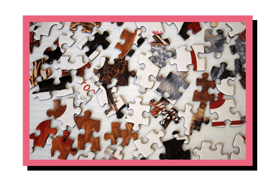 Close up view of Cobble Hill puzzle pieces