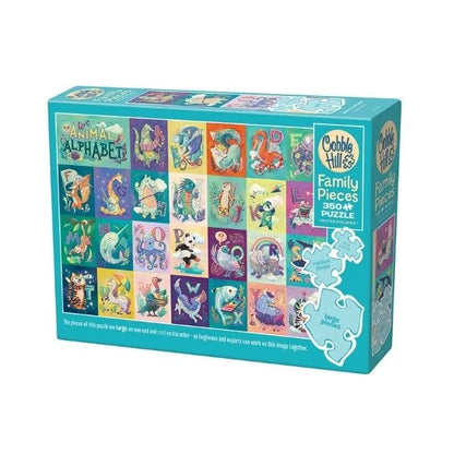 Cobble Hill puzzle box with a colorful animal-themed design 