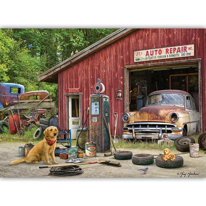 Complete image of the 'Auto Repair' jigsaw puzzle by Cobble Hill Puzzles