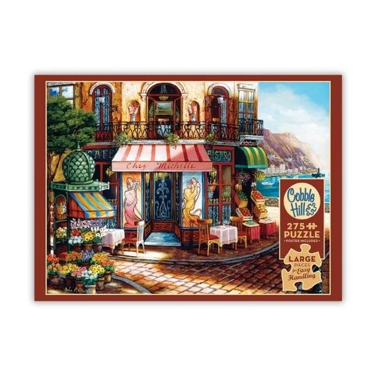 Cobble Hill puzzle box with a colorful Italian street scene design.