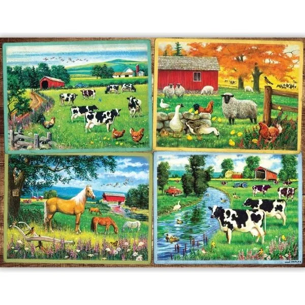 Four farm-themed puzzle with animals and landscapes.