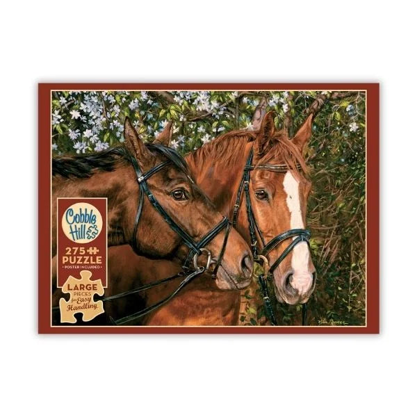 Cobble Hill puzzle box with two horses in a forest setting