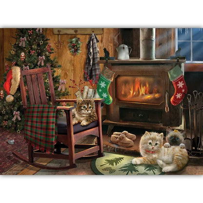 Complete image of the Cobble Hill Kittens by the Stove 500 Piece Jigsaw Puzzle Box