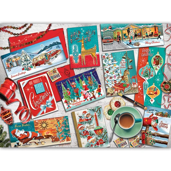 Mid Mod Season's Greetings 1000 Piece Jigsaw Puzzle By Cobble Hill - Puzazzled