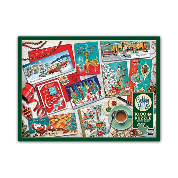 Mid Mod Season's Greetings 1000 Piece Jigsaw Puzzle By Cobble Hill - Puzazzled