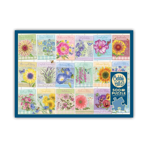 Front view of the Cobble Hill Seed Packets 500 Piece Jigsaw Puzzle Box