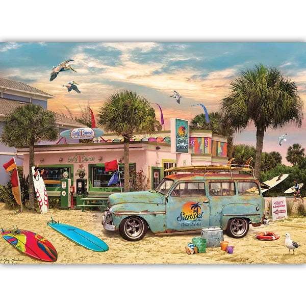 Complete image of the Cobble Hill Surf Shack 1000 Piece Jigsaw Puzzle Box