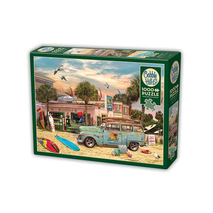 Side view of the Cobble Hill Surf Shack 1000 Piece Jigsaw Puzzle Box