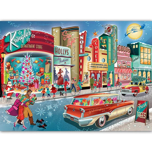 Complete image of the Cobble Hill Vintage Main Street 1000 Piece Jigsaw Puzzle Box