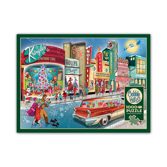 Front view of the Cobble Hill Vintage Main Street 1000 Piece Jigsaw Puzzle Box