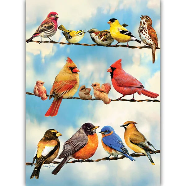 Complete image of the 'Birds on a Wire' jigsaw puzzle by Cobble Hill Puzzles