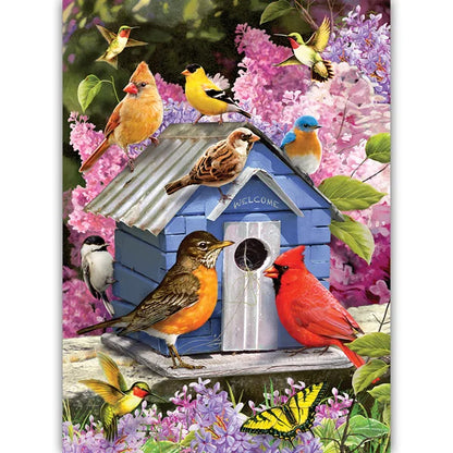 Complete image of the Cobble Hill Spring Birdhouse 500 Piece Jigsaw Puzzle Box