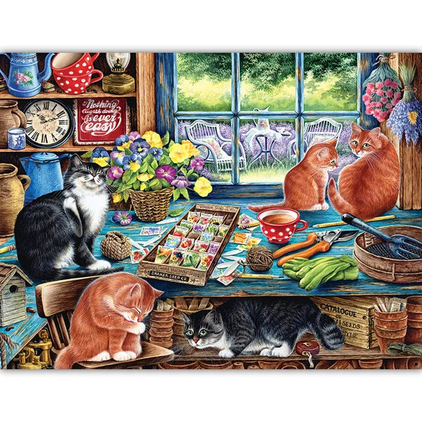 Complete image of the 'Cats Retreat' jigsaw puzzle by Jack Pine Puzzles