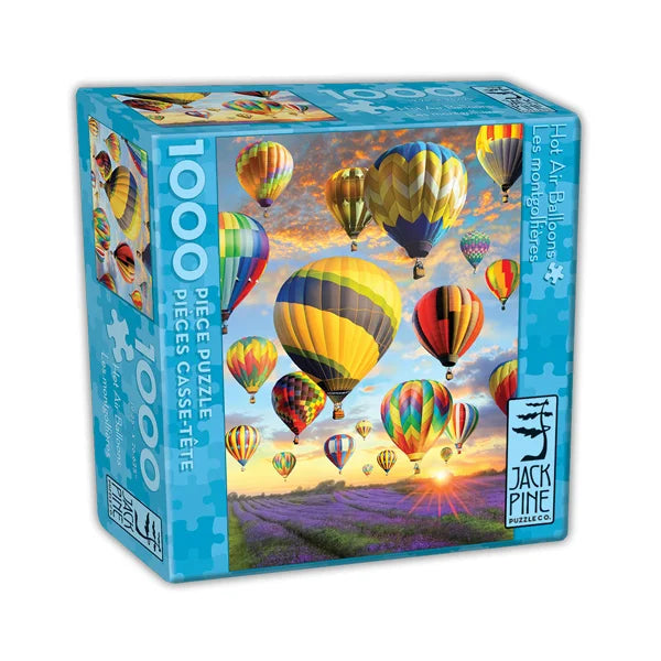  Side view of the 'Hot Air Balloons' jigsaw puzzle box by Jack Pine Puzzles