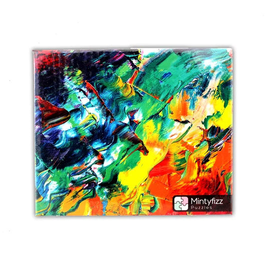 Front view of the 'Painter's Palette' jigsaw puzzle box by Mintyfizz Puzzles