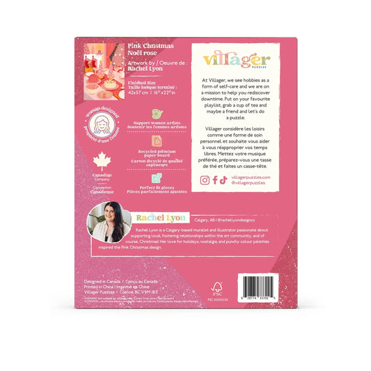Pink Christmas 500 Piece Puzzle by Villager Puzzles