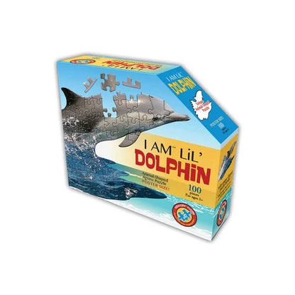 Front view of the 'I AM Lil' Dolphin' jigsaw puzzle box by Madd Capp Puzzles